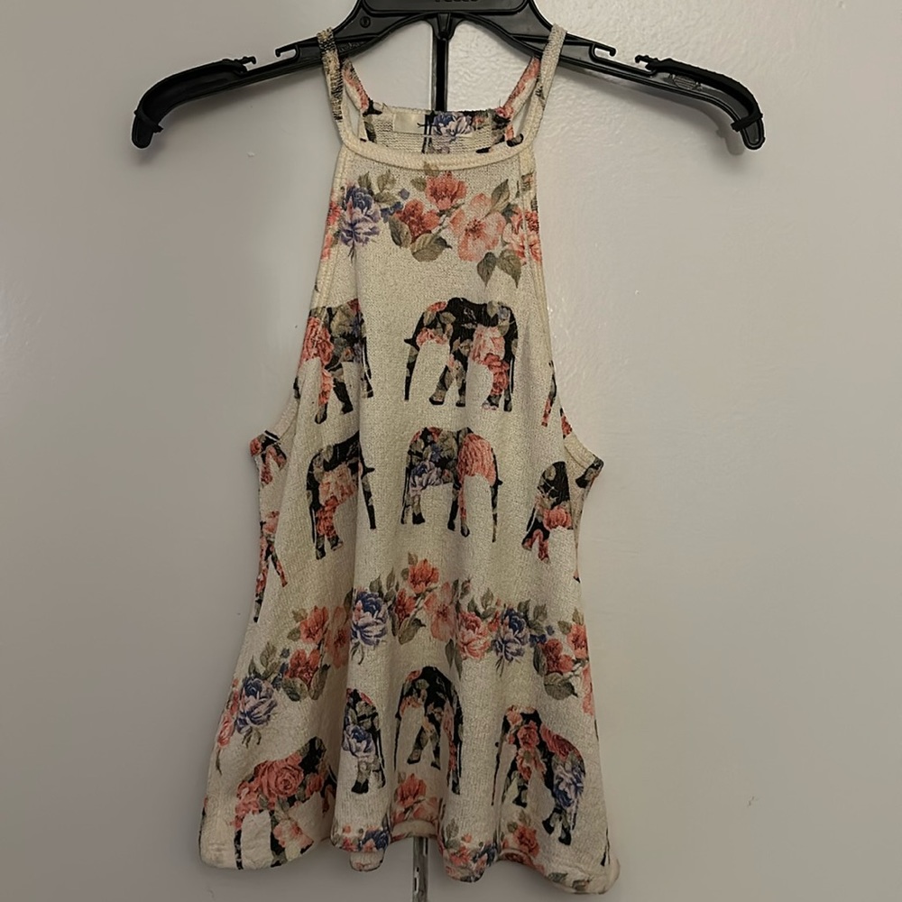 XS Flowy Elephant/Floral Print Top | Never Worn